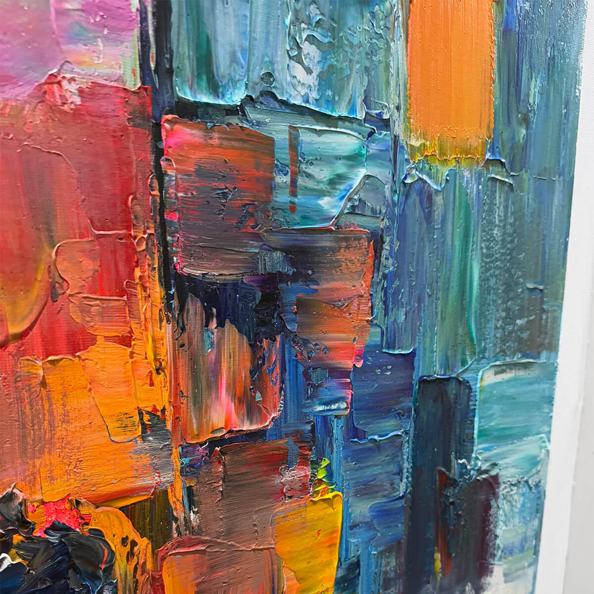 CITY LIGHTS: Textured Impasto Cityscape Oil Painting