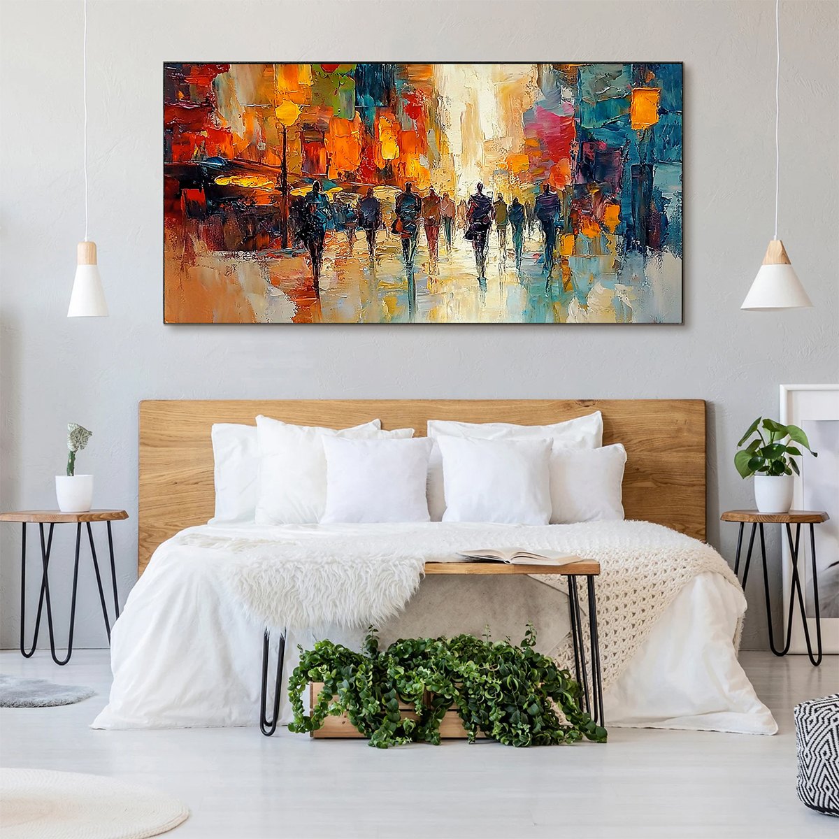 CITY LIGHTS: Textured Impasto Cityscape Oil Painting