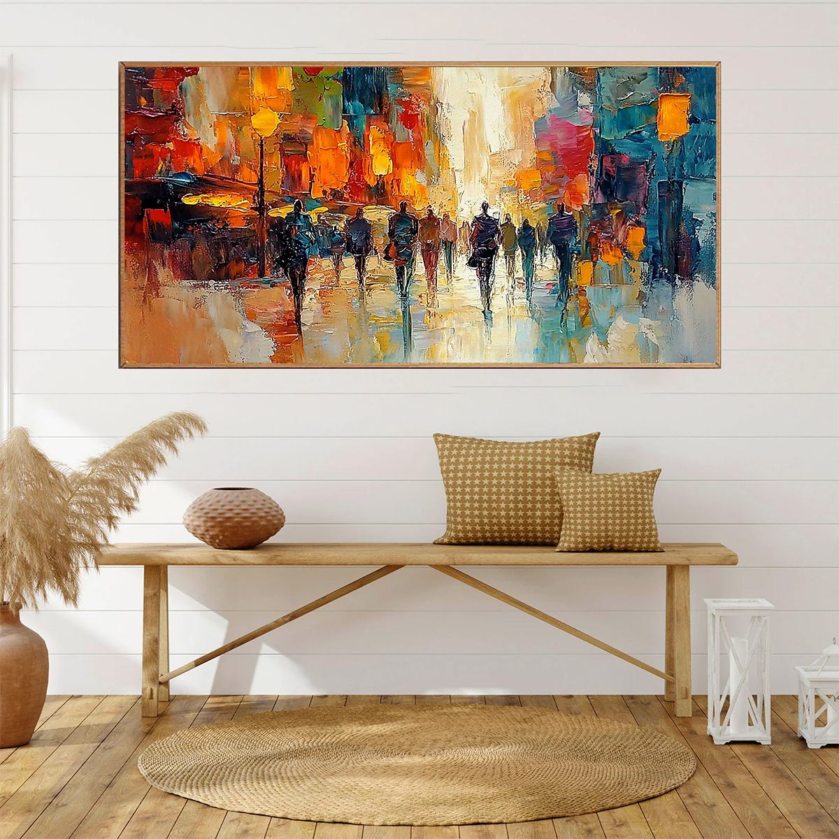 CITY LIGHTS: Textured Impasto Cityscape Oil Painting