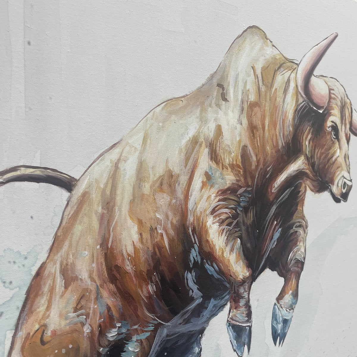 CLASH OF FORCES: Panoramic Wildlife Oil Painting