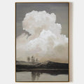 CLOUDY LANDSCAPE: Muted Landscape Painting, Vertical Wall Art