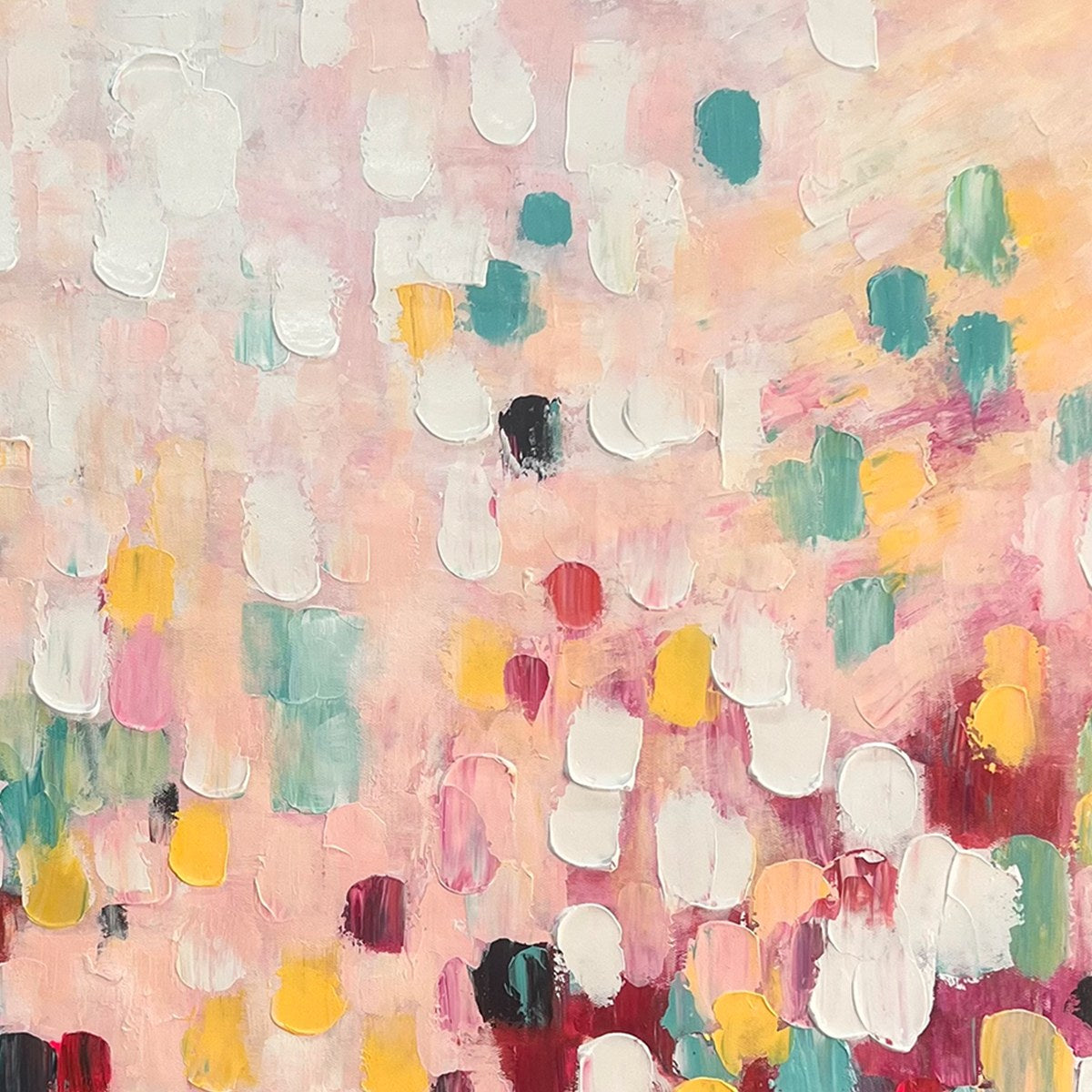 CONFETTI DREAM: Abstract Colorful Oil Painting in Pink, Teal, and Gold