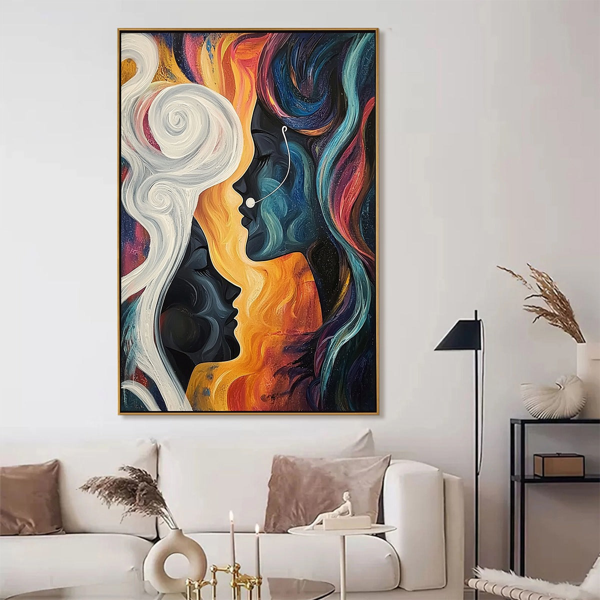 CONNECTED SOULS: Figurative Oil Painting of Two Faces