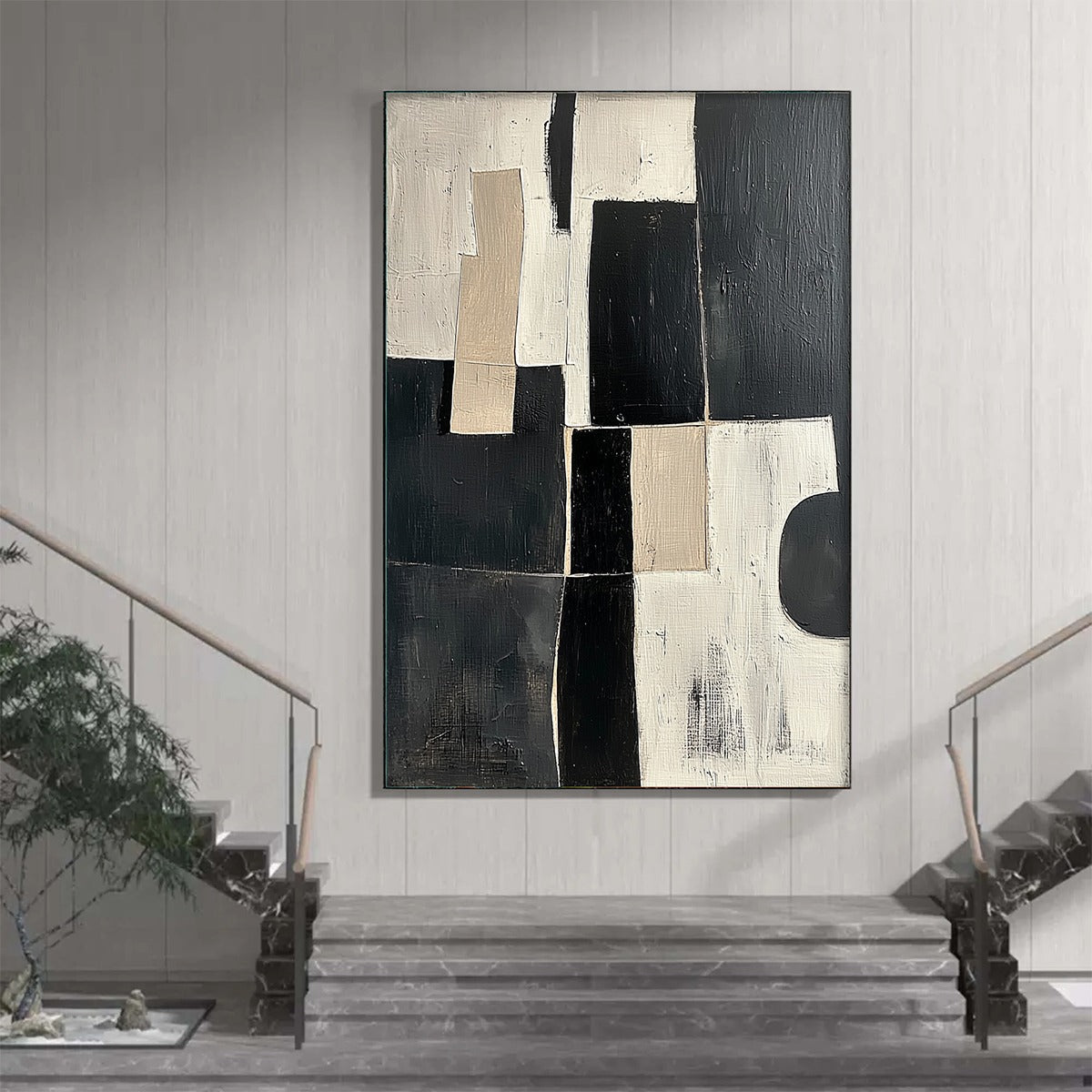 CONTRAST: Abstract Geometric Oil Painting