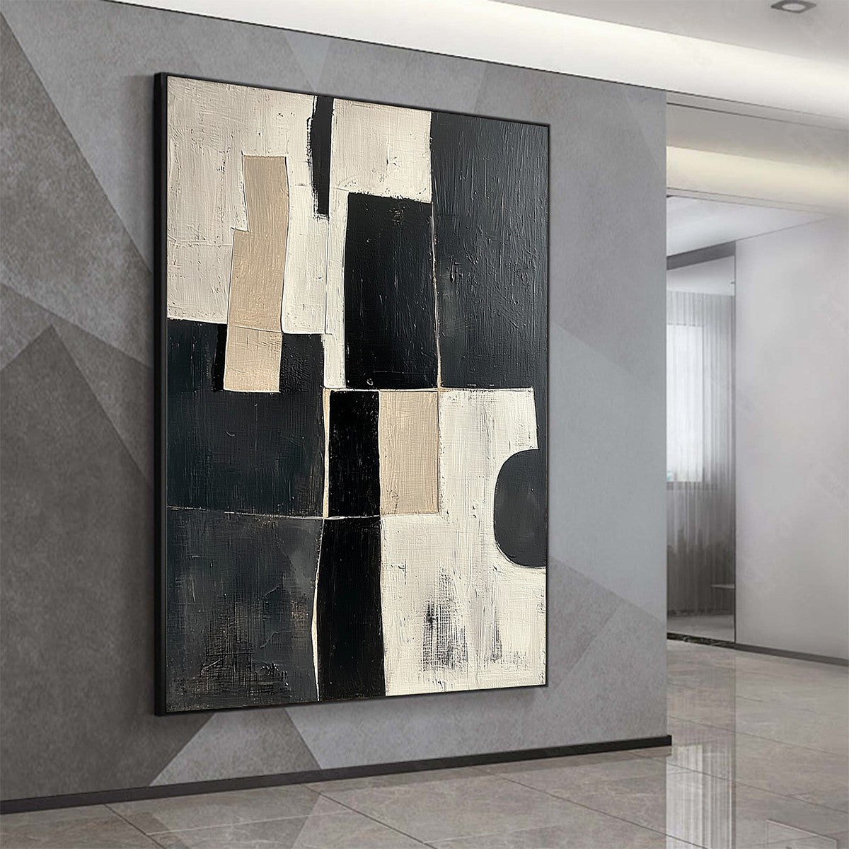 CONTRAST: Abstract Geometric Oil Painting