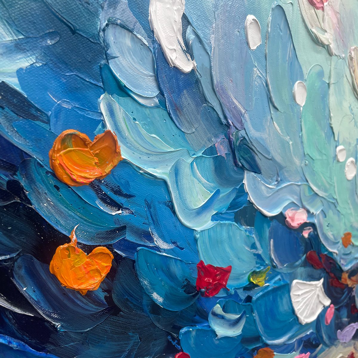 Ready to Ship | CORAL DREAM: Textured Abstract Seascape Oil Painting