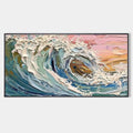 CORAL CREST: Textured Ocean Wave Painting in Pink and Blue
