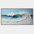 CRESTING WAVE: Textured Abstract Ocean Wave Painting in Blue and White
