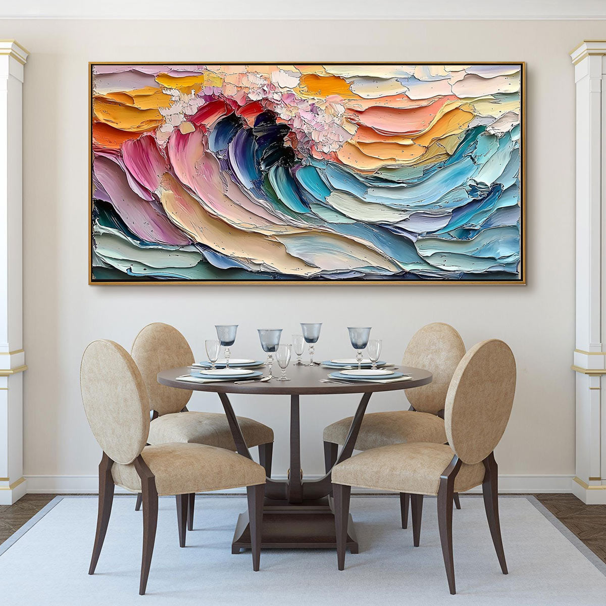 CRESTING WAVE: Textured Impasto Ocean Wave Oil Painting