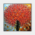 CRIMSON BOUQUET: Textured Impasto Floral Painting in Red