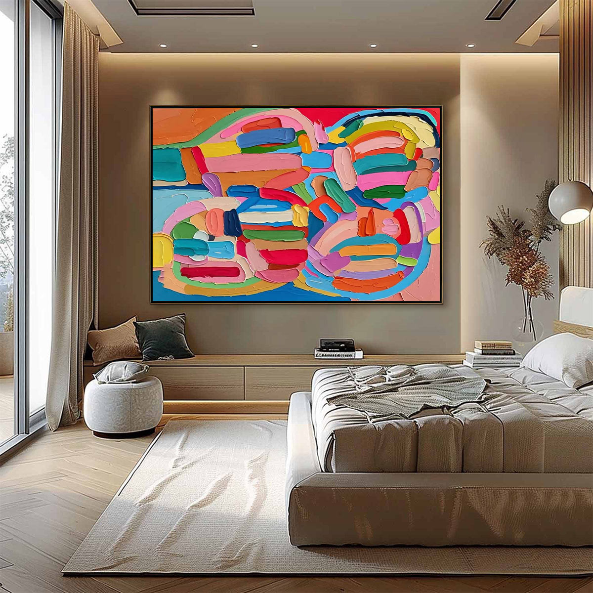 CARNIVAL ECHO: Impasto Abstract Colorful Painting