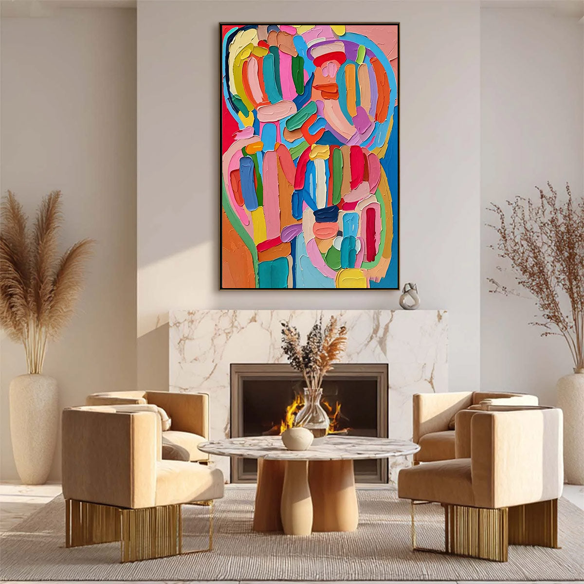CARNIVAL ECHO: Impasto Abstract Colorful Painting