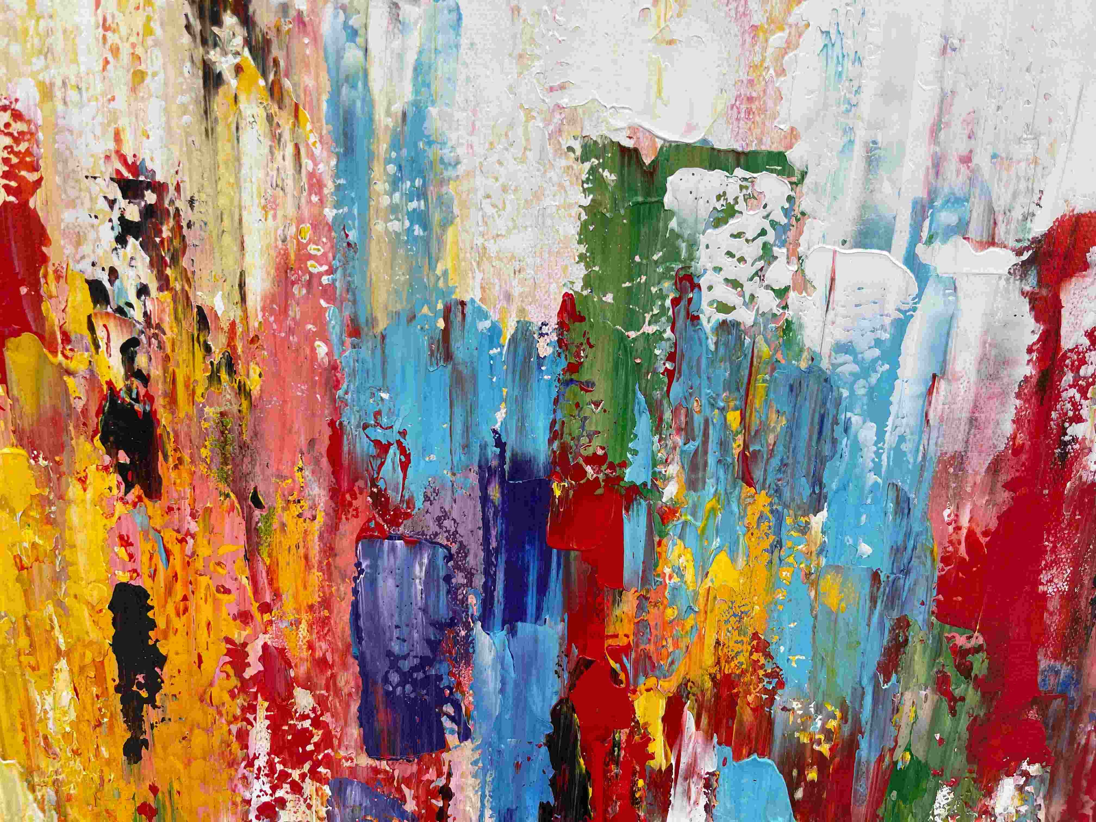 COLORFALLS: Panoramic Abstract Oil Painting in Vibrant Hues