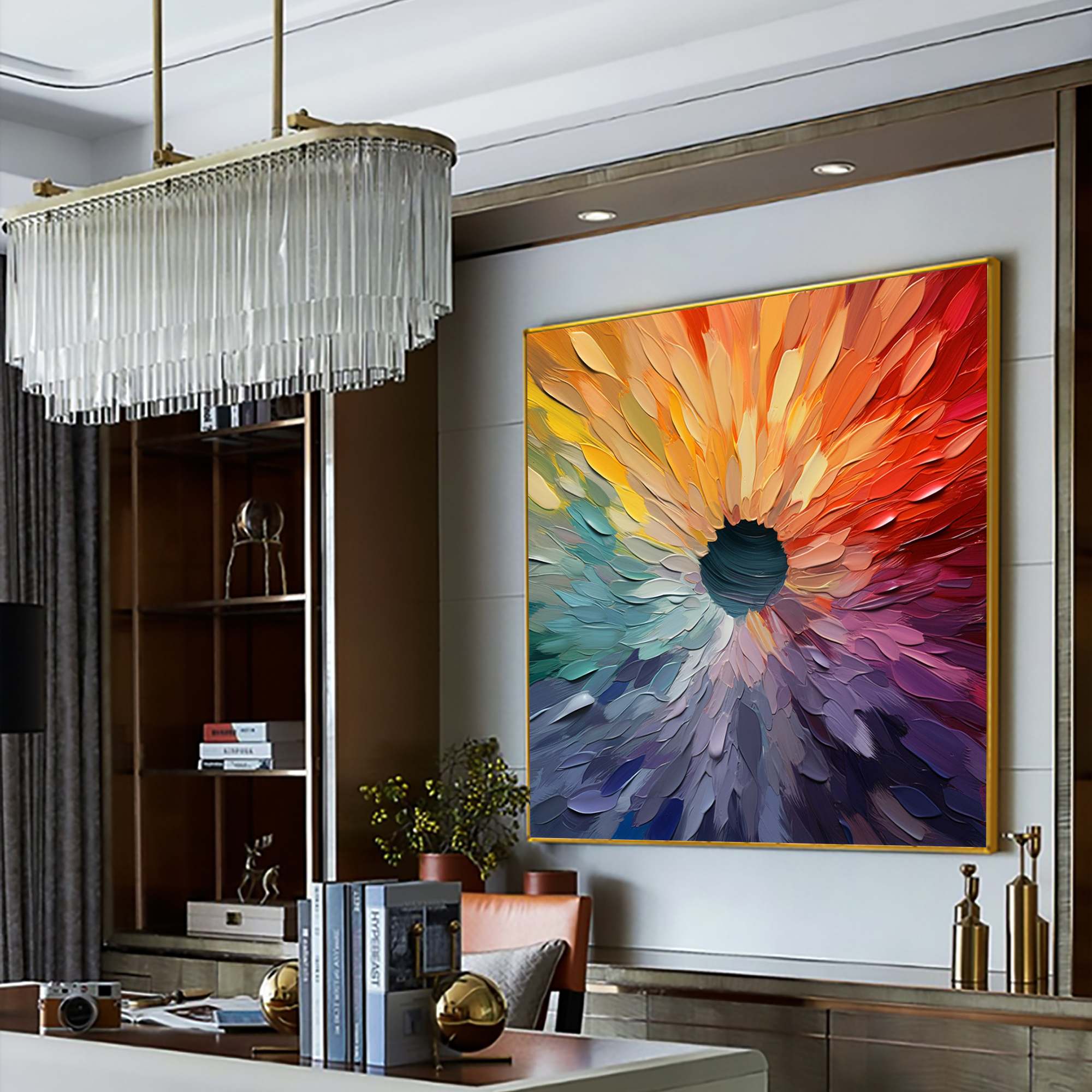 CHROMA BLOOM: Colorful Abstract Impasto Oil Painting
