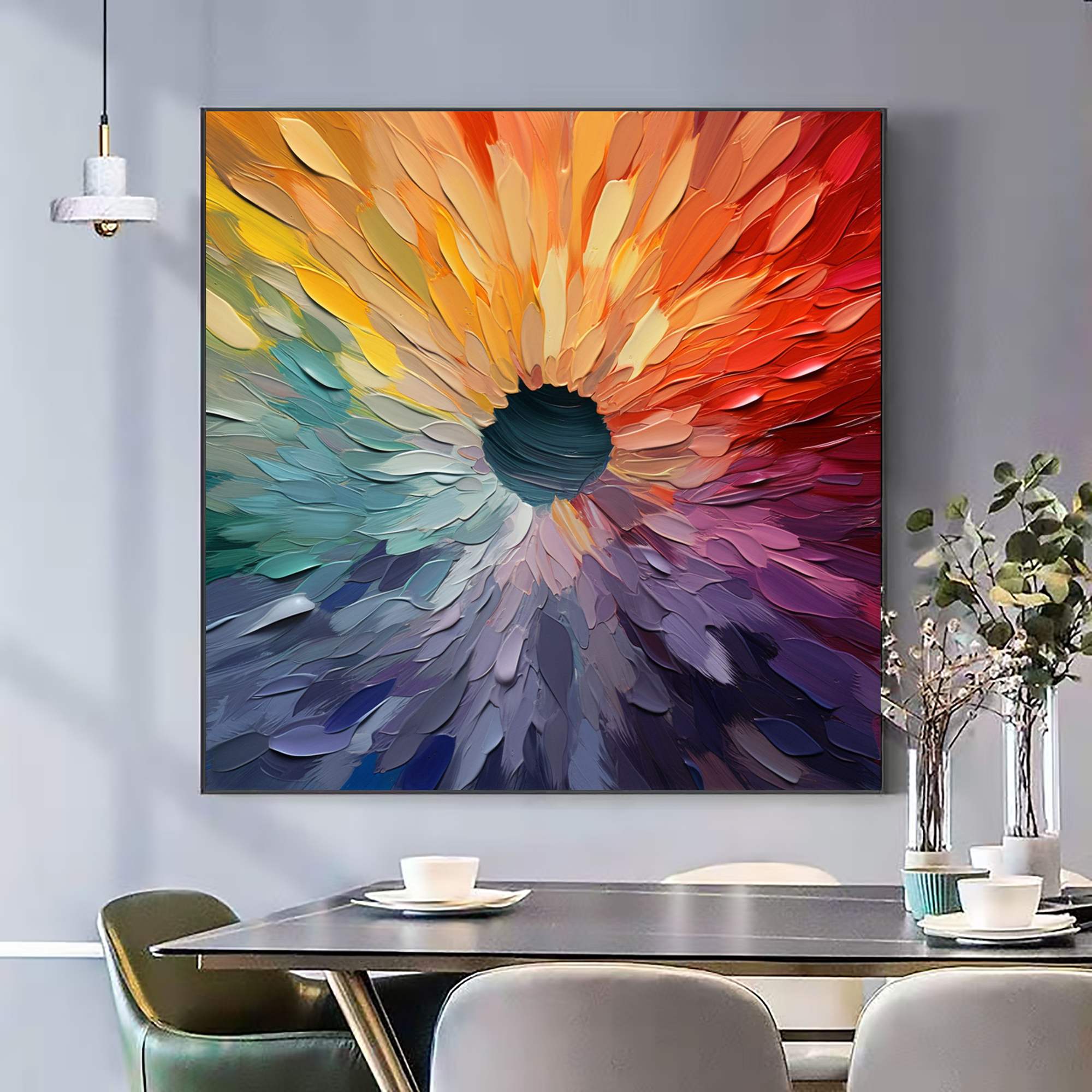 CHROMA BLOOM: Colorful Abstract Impasto Oil Painting