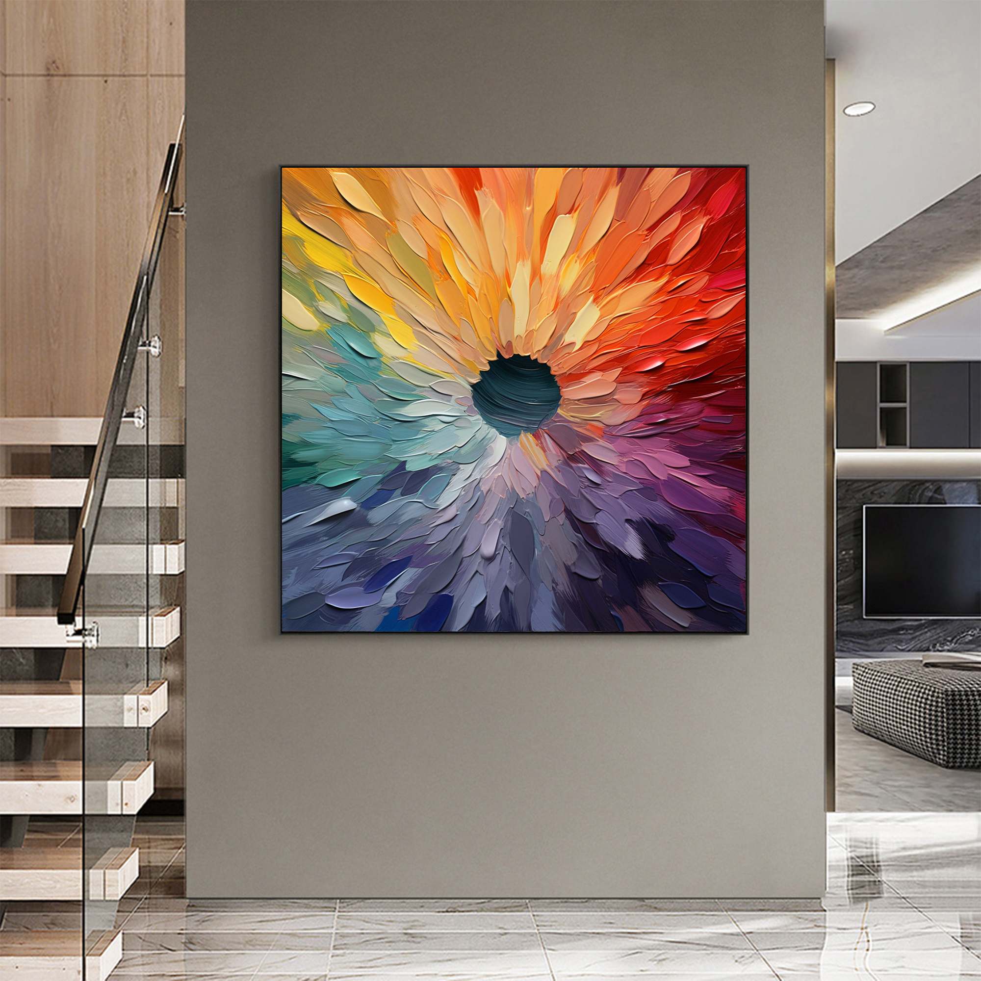 CHROMA BLOOM: Colorful Abstract Impasto Oil Painting
