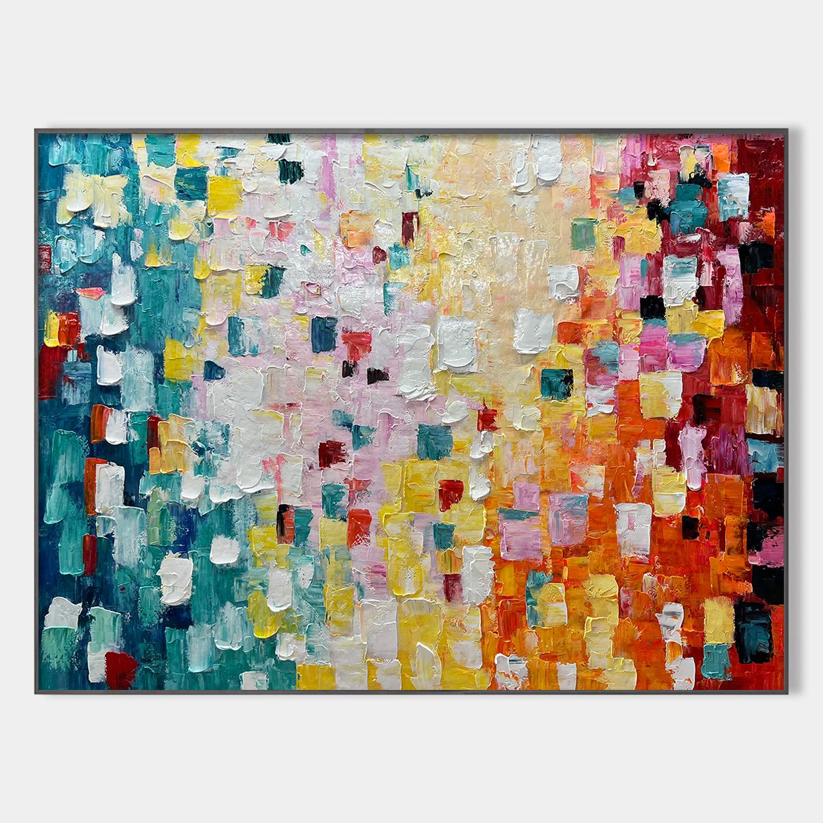 PIXEL RAINBOW: Colorful Abstract Impasto Oil Painting