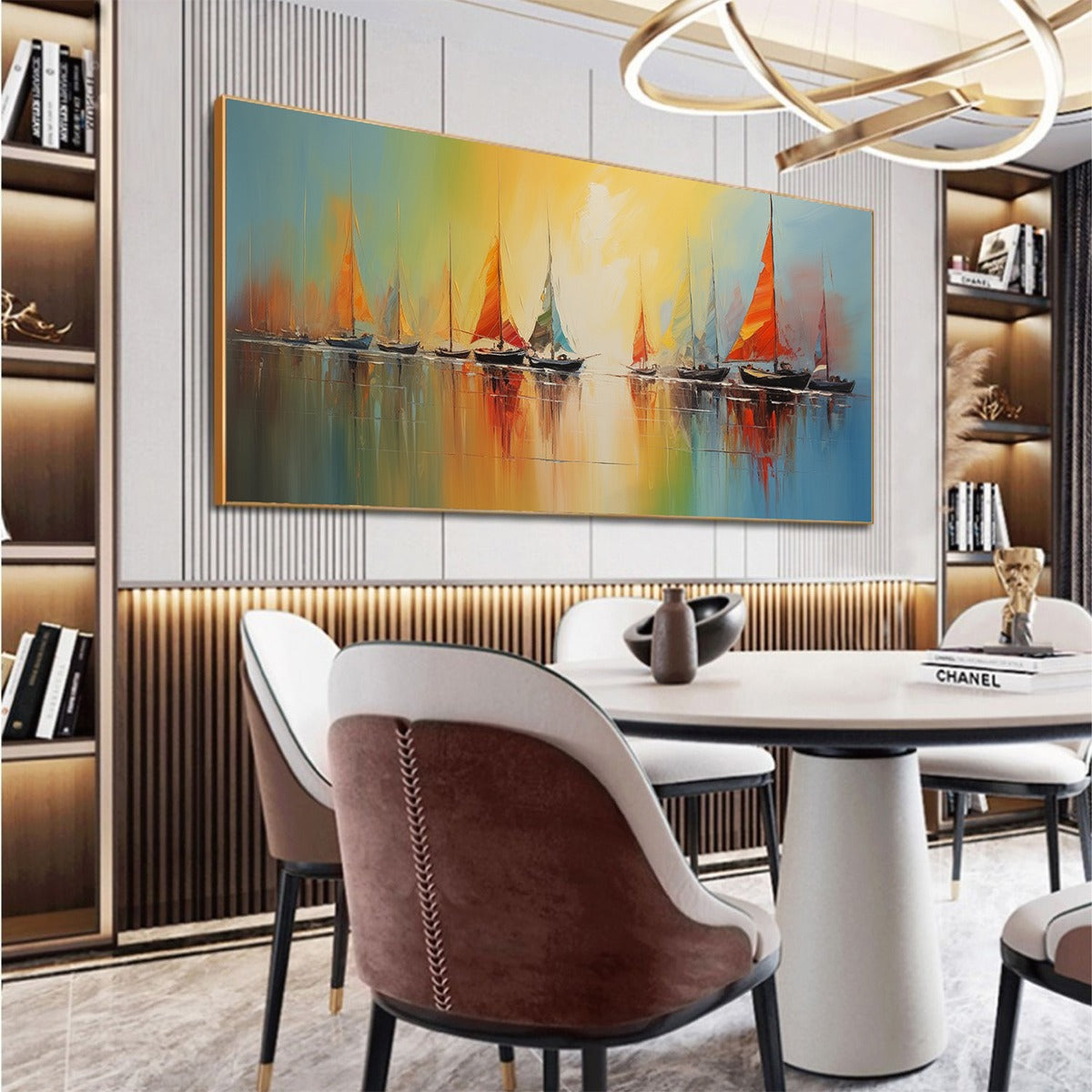 REGATTA DAWN: Colorful Seascape Oil Painting