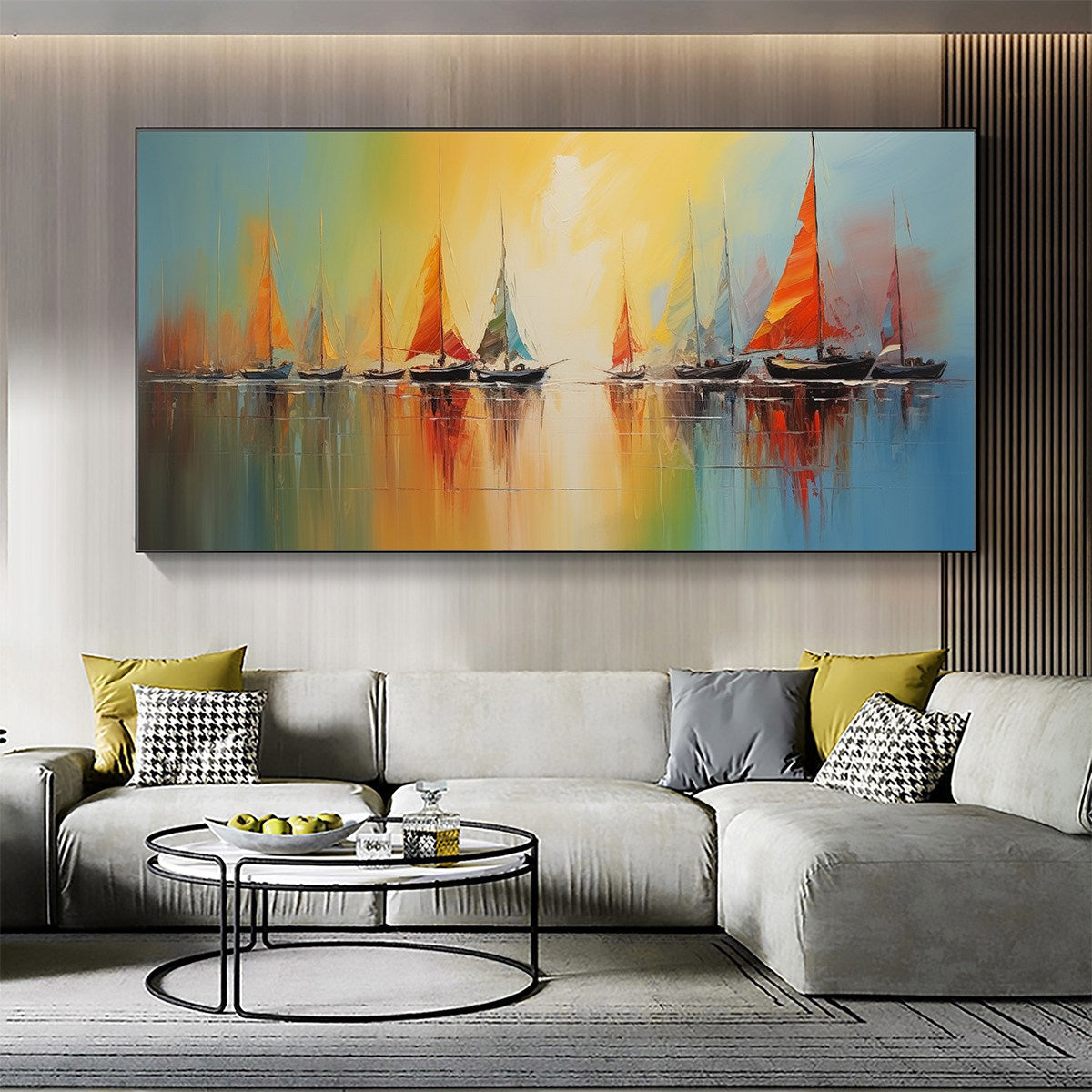 REGATTA DAWN: Colorful Seascape Oil Painting