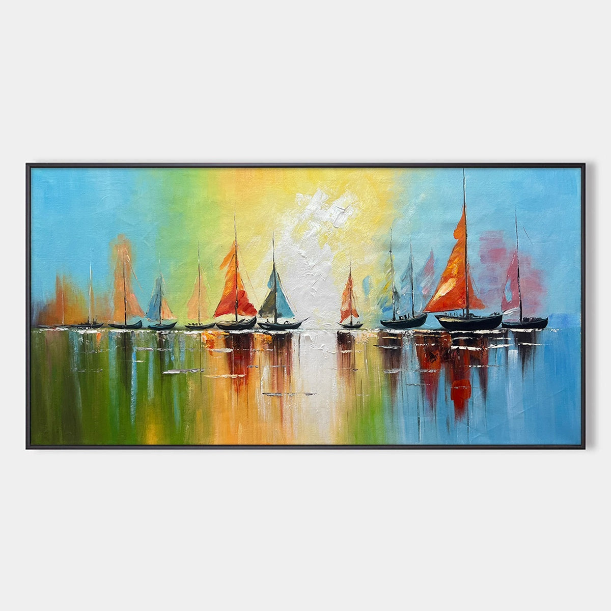 REGATTA DAWN: Colorful Seascape Oil Painting