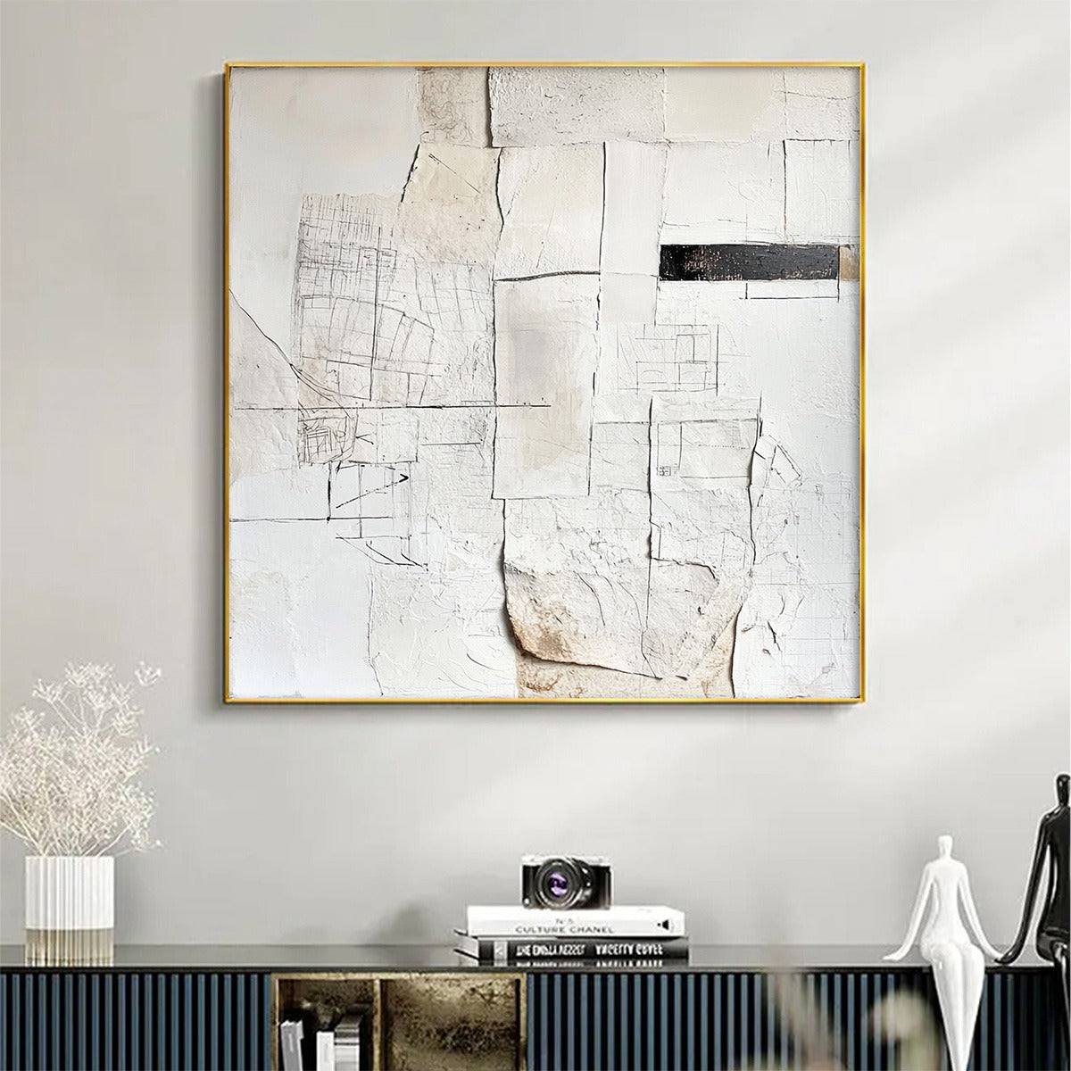 DECONSTRUCTED PLANS: Textured Minimalist Architectural Abstract Painting