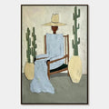DESERT POISE: Minimalist Figurative Portrait Oil Painting
