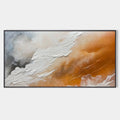 DESERT FLOW: Abstract Landscape Painting in Orange, White, and Grey, Textured Canvas, Modern Wall Art