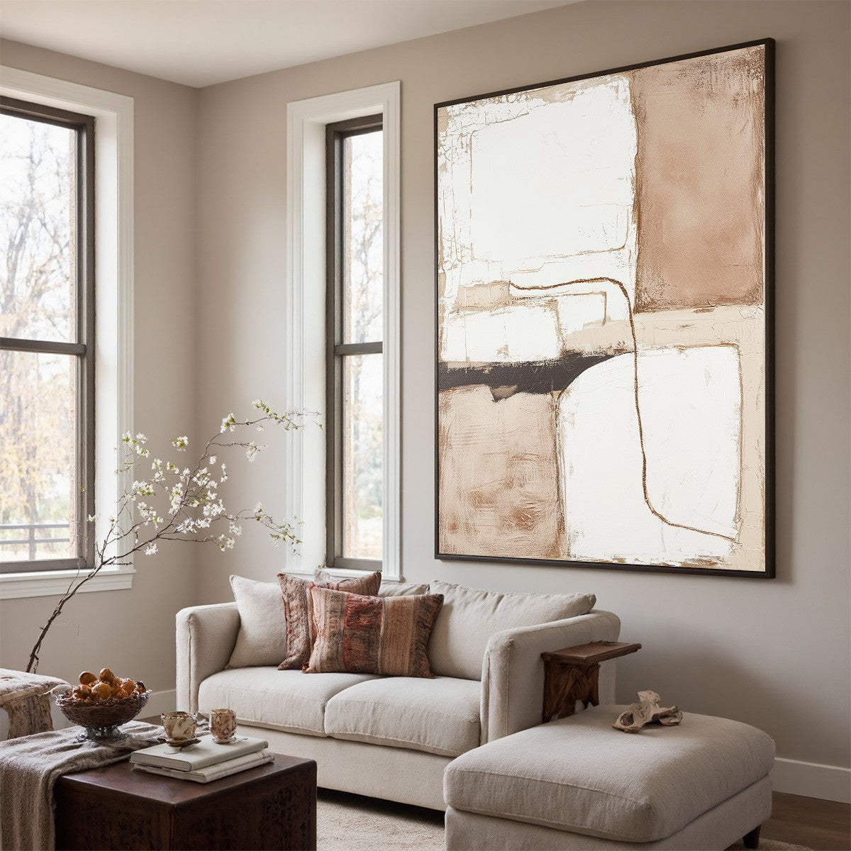 DESERT FLOW: Minimalist Abstract Textured Oil Painting