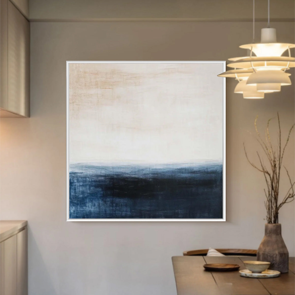 DUSK AT SEA: Textured Abstract Ocean Oil Painting