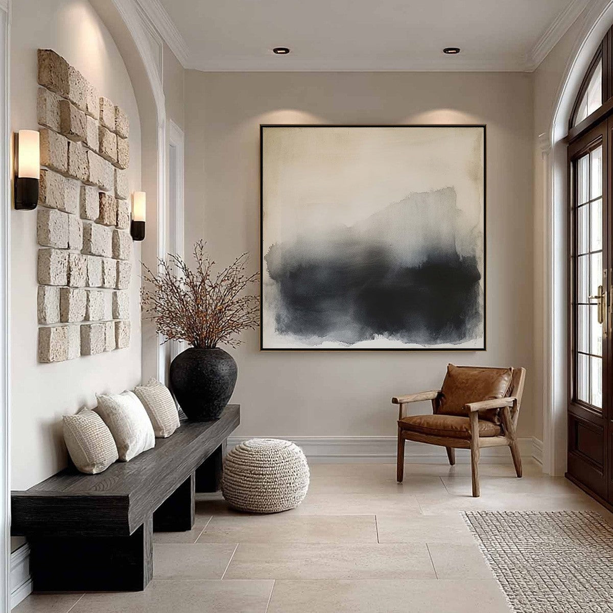 DUSK SHADOWS: Abstract Minimalist Neutral Tone Oil Painting
