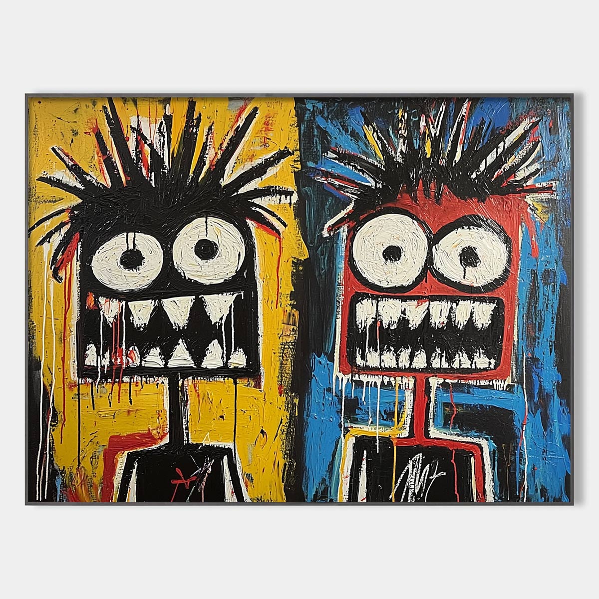 DUALITY: Vibrant Abstract Portrait Oil Painting of Two Figures