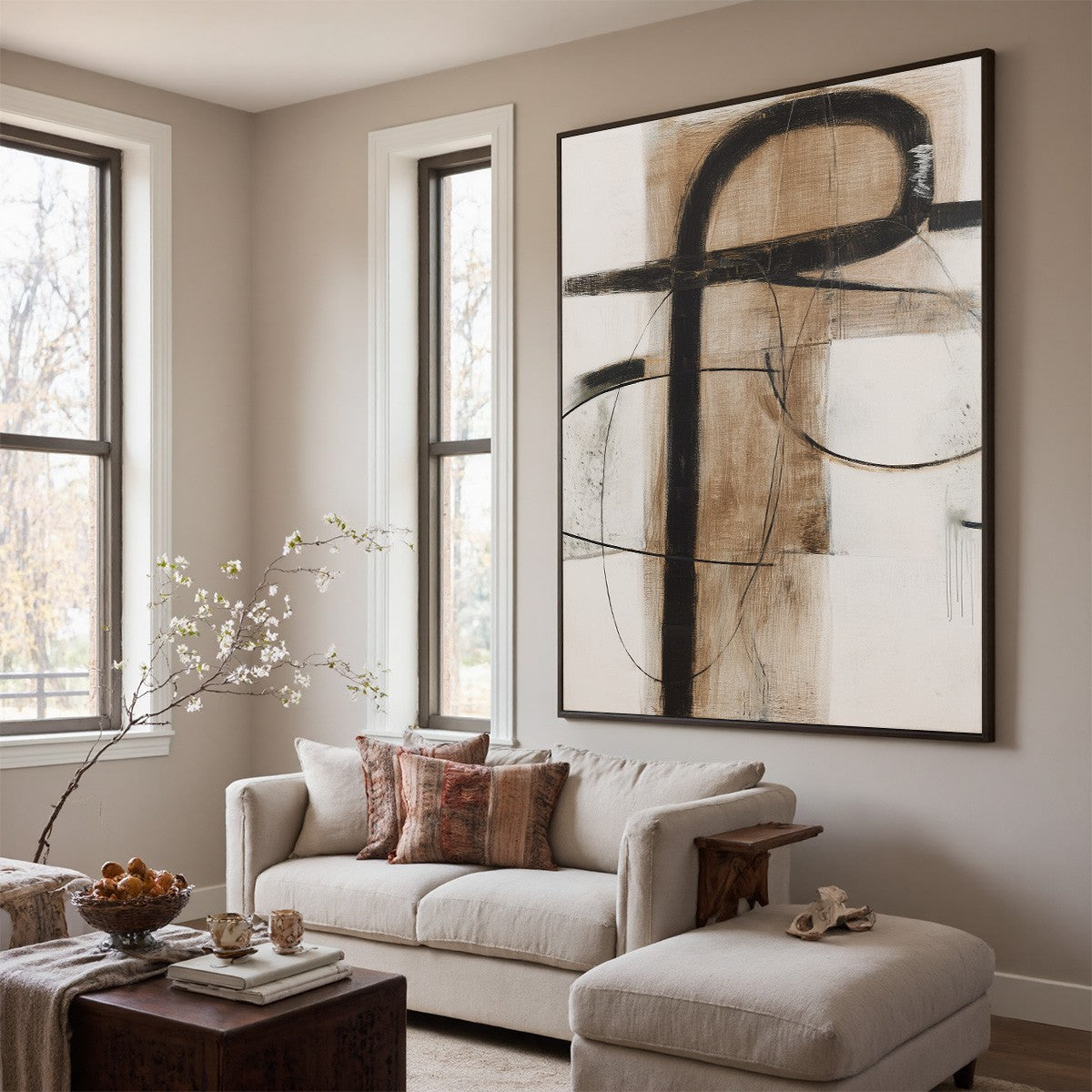 EARTHY ABSTRACT: Minimalist Abstract Oil Painting in Browns