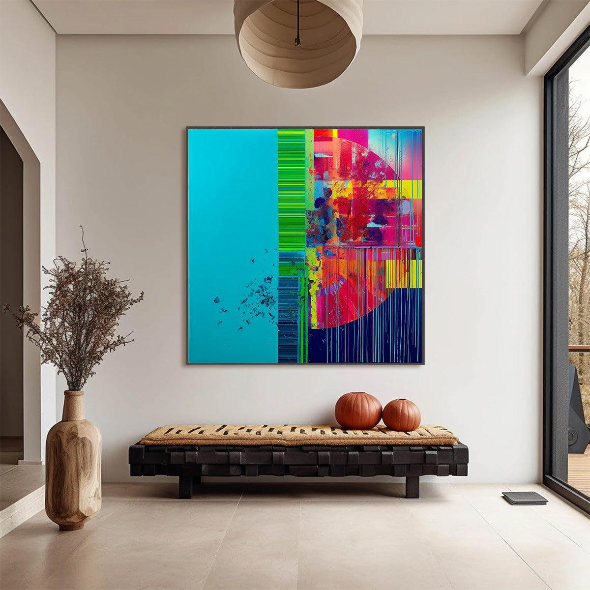 ELECTRIC ECHO: Vibrant Abstract Modern Oil Painting