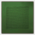 EMERALD GRID: Minimalist Textured Abstract Oil Painting