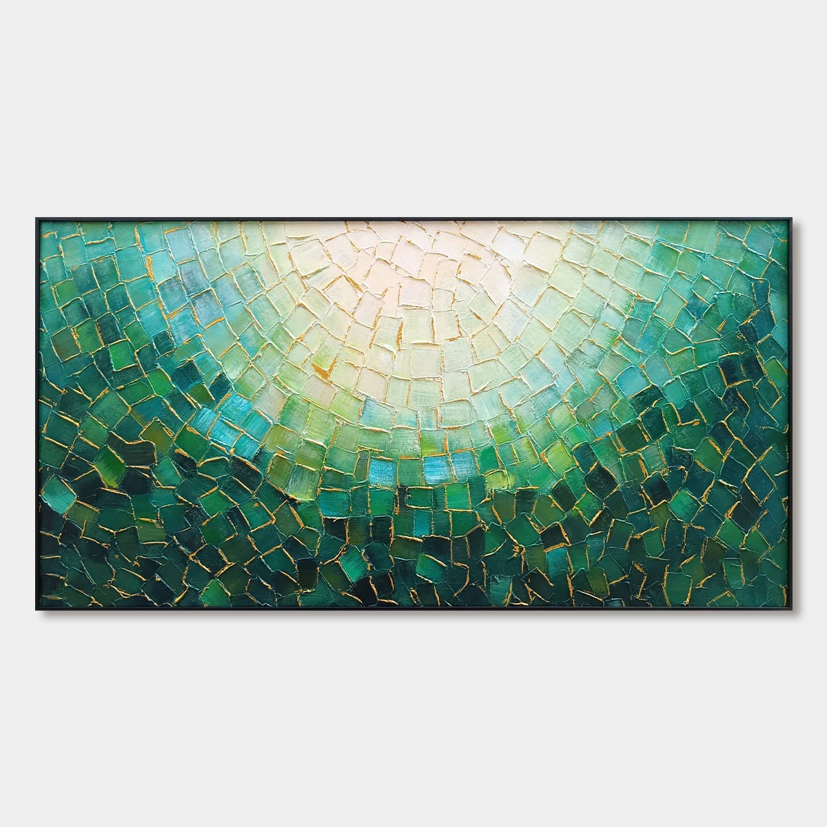 Ready to Ship | EMERALD MOSAIC | 24''x48'' | 60x120cm | Black Frame