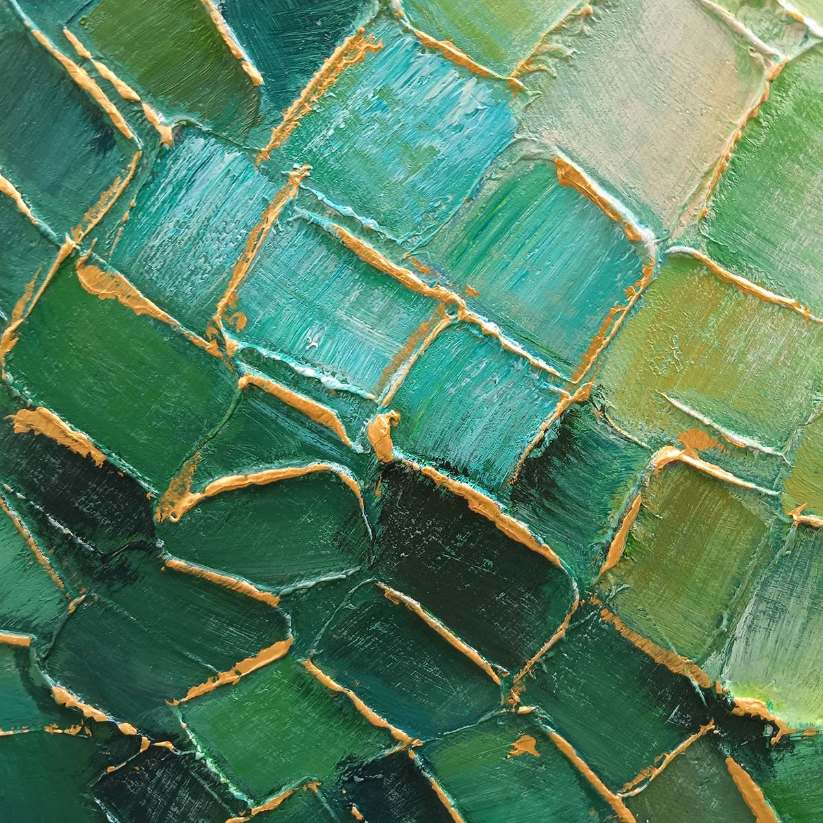Ready to Ship | EMERALD MOSAIC | 24''x48'' | 60x120cm | Black Frame