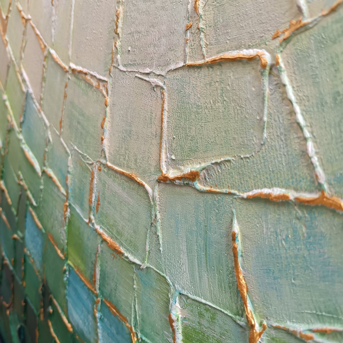 Ready to Ship | EMERALD MOSAIC | 24''x48'' | 60x120cm | Black Frame