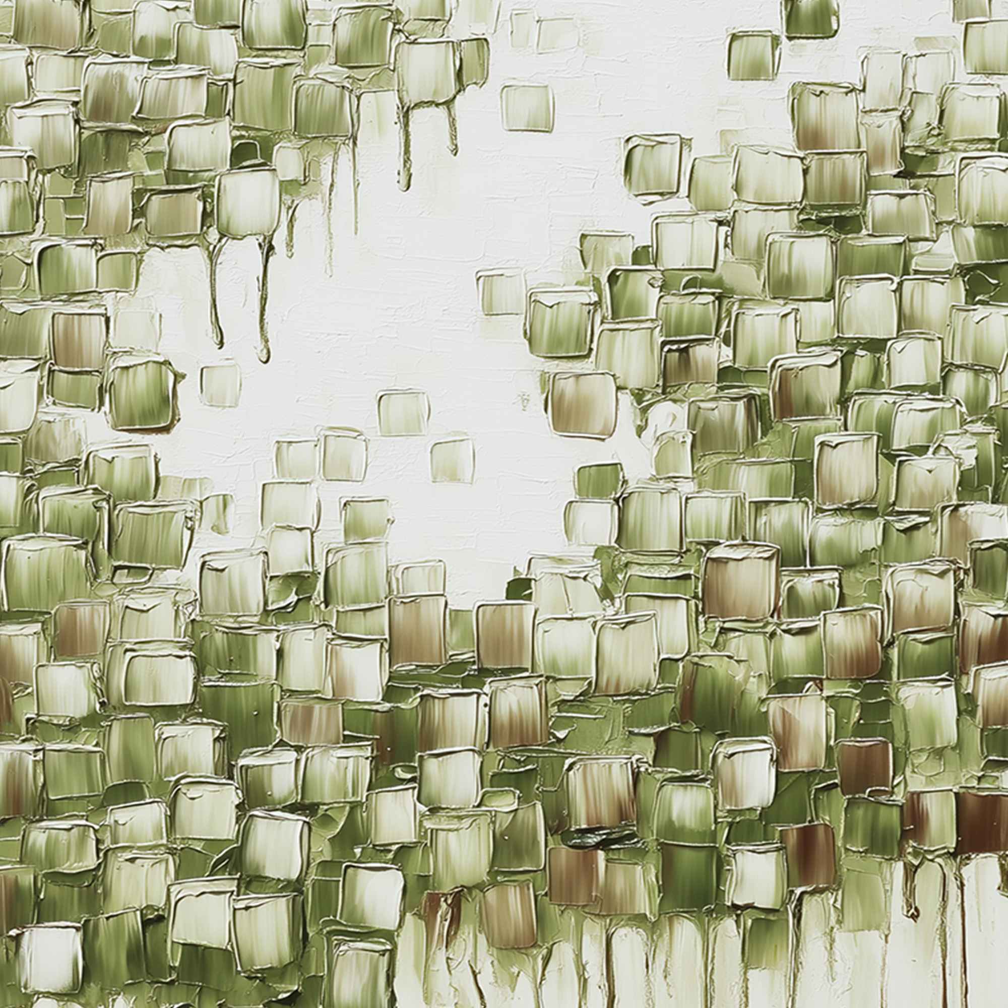 EMERALD CASCADE: Textured Abstract Green Oil Painting