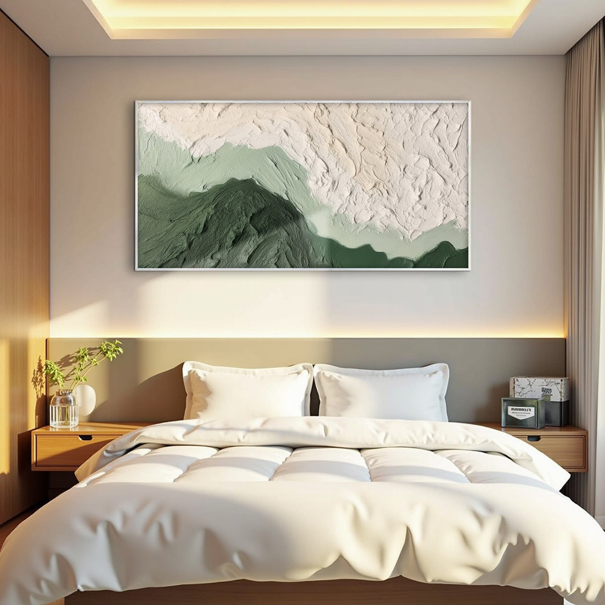 EMERALD DUSK: Textured Abstract Landscape Oil Painting