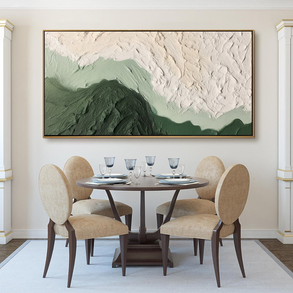 EMERALD DUSK: Textured Abstract Landscape Oil Painting