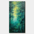 EMERALD FOREST PATH: Vertical Forest Painting, Green Woodland Scene, Nature Wall Art, Living Room