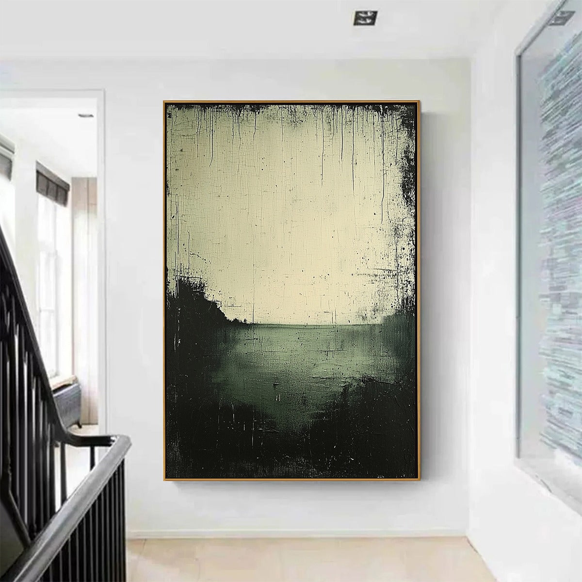 EMERALD MIST: Textured Wabi-Sabi Seascape Oil Painting