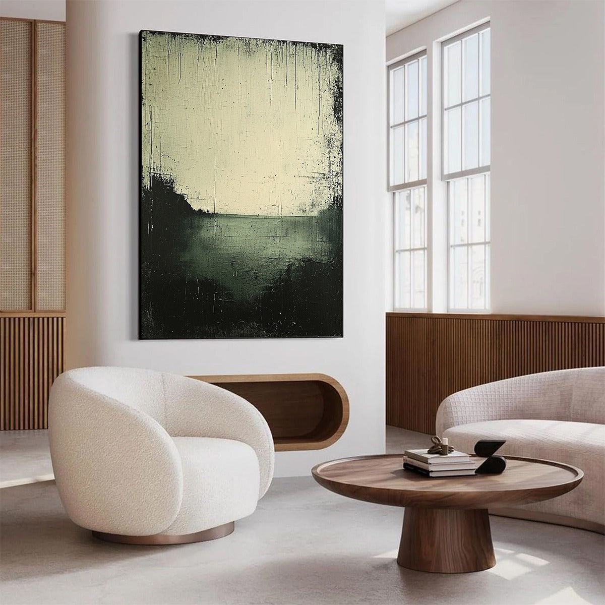 EMERALD MIST: Textured Wabi-Sabi Seascape Oil Painting