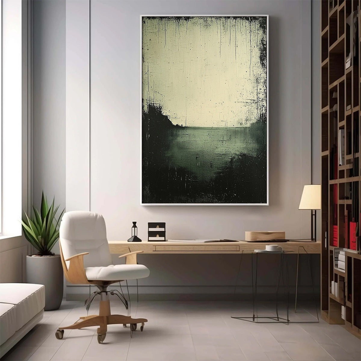 EMERALD MIST: Textured Wabi-Sabi Seascape Oil Painting