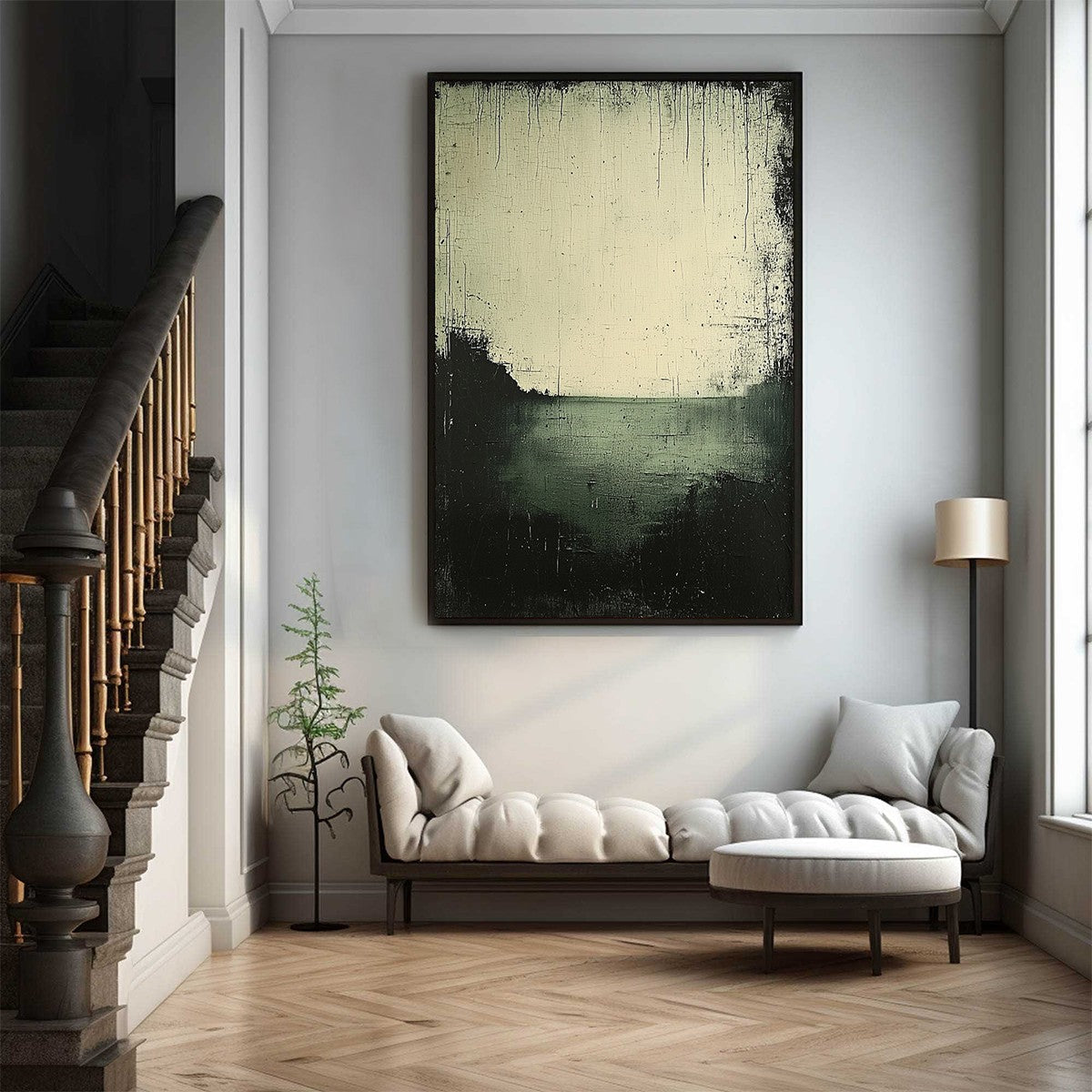 EMERALD MIST: Textured Wabi-Sabi Seascape Oil Painting