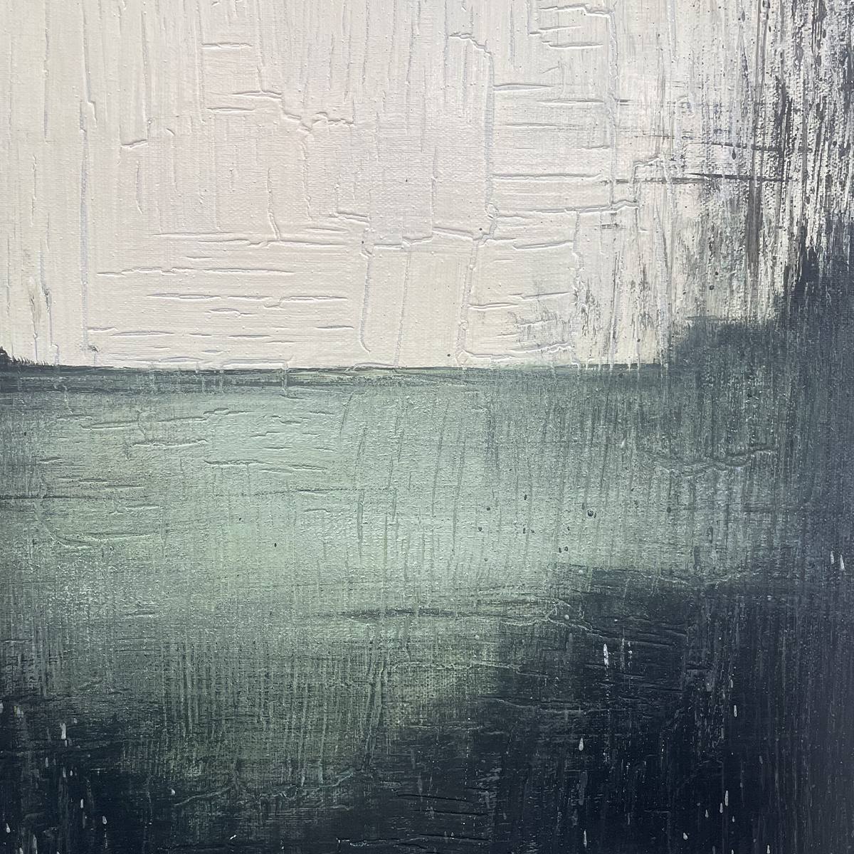 EMERALD MIST: Textured Wabi-Sabi Seascape Oil Painting