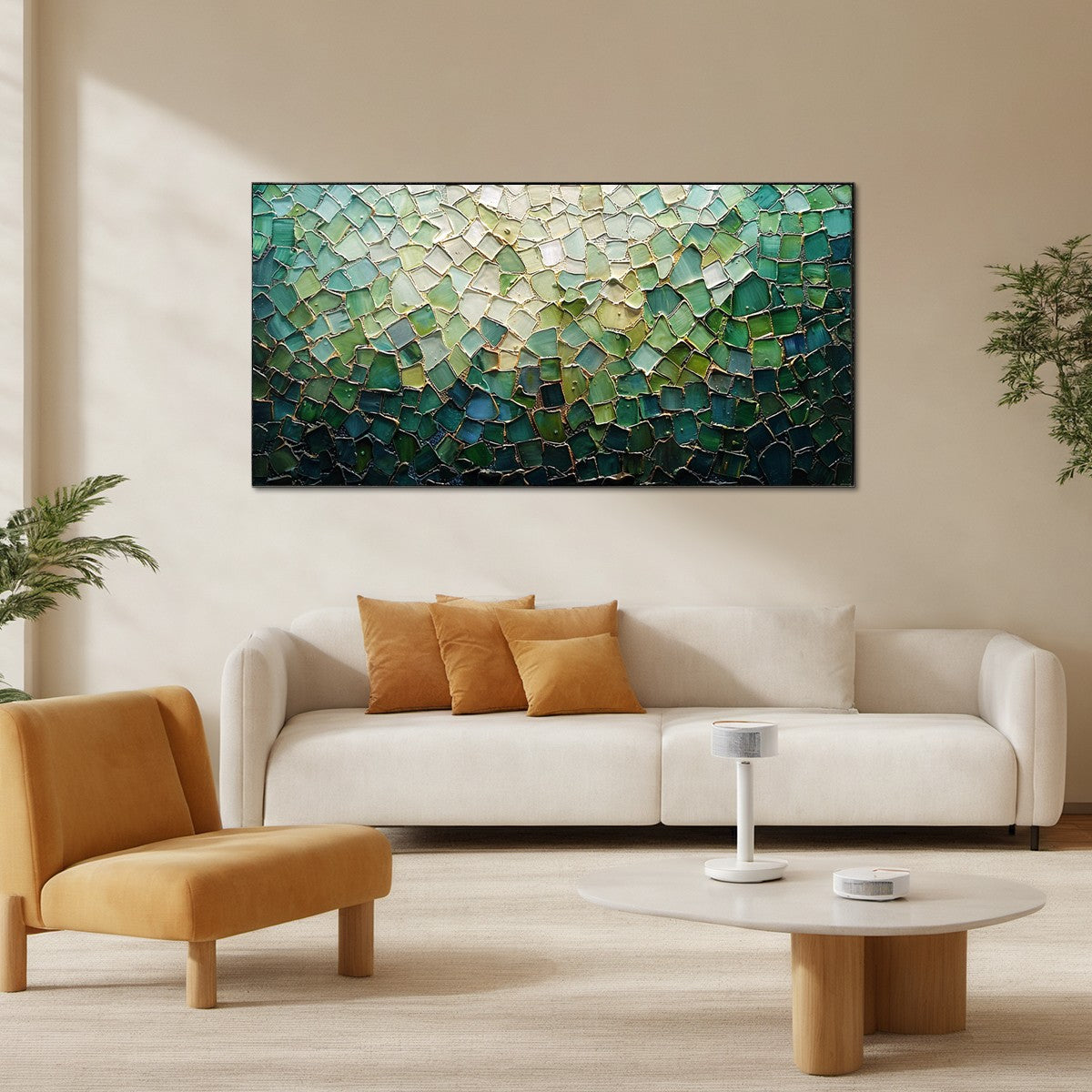 EMERALD MOSAIC: Textured Abstract Landscape Oil Painting