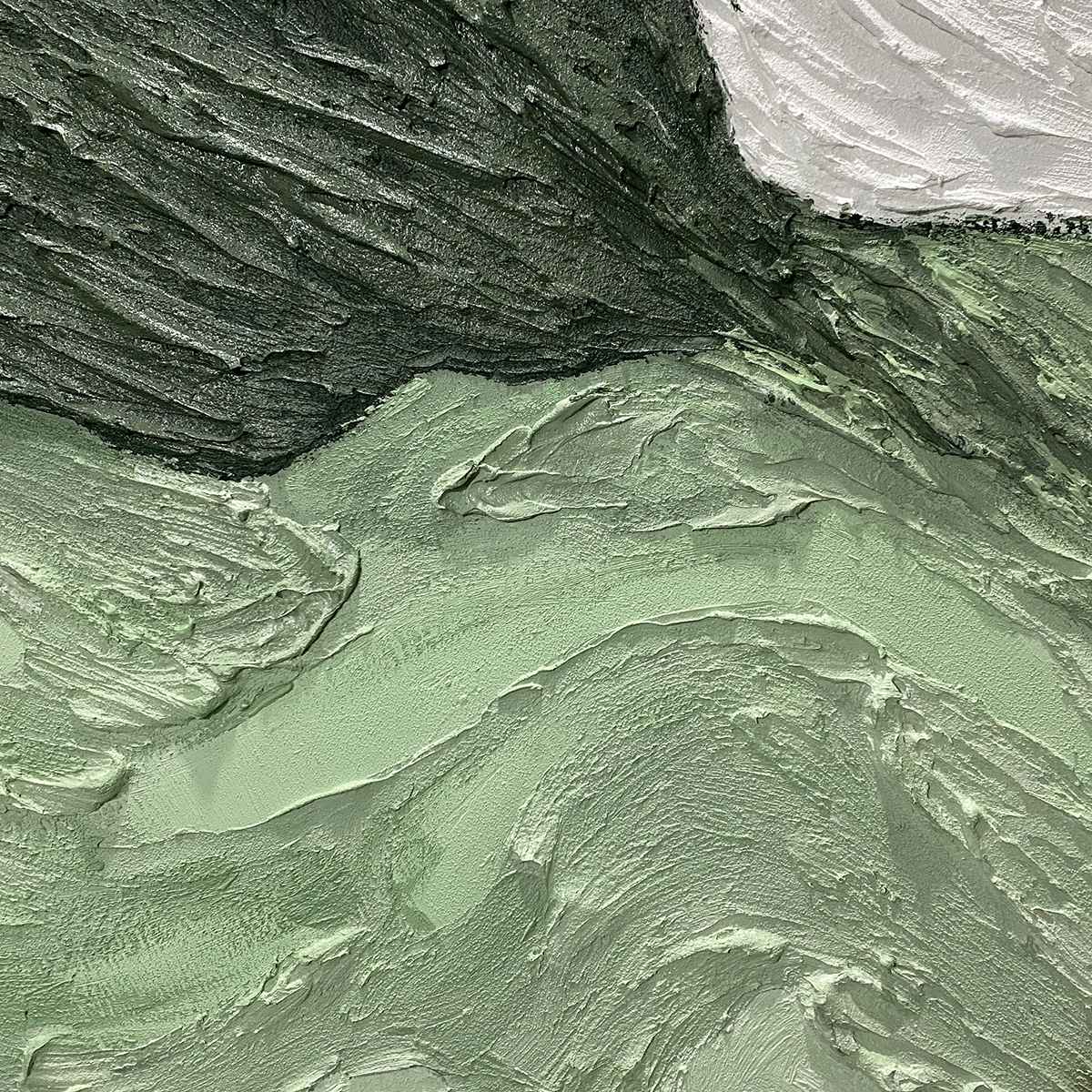 EMERALD PEAKS: Textured Abstract Landscape Oil Painting