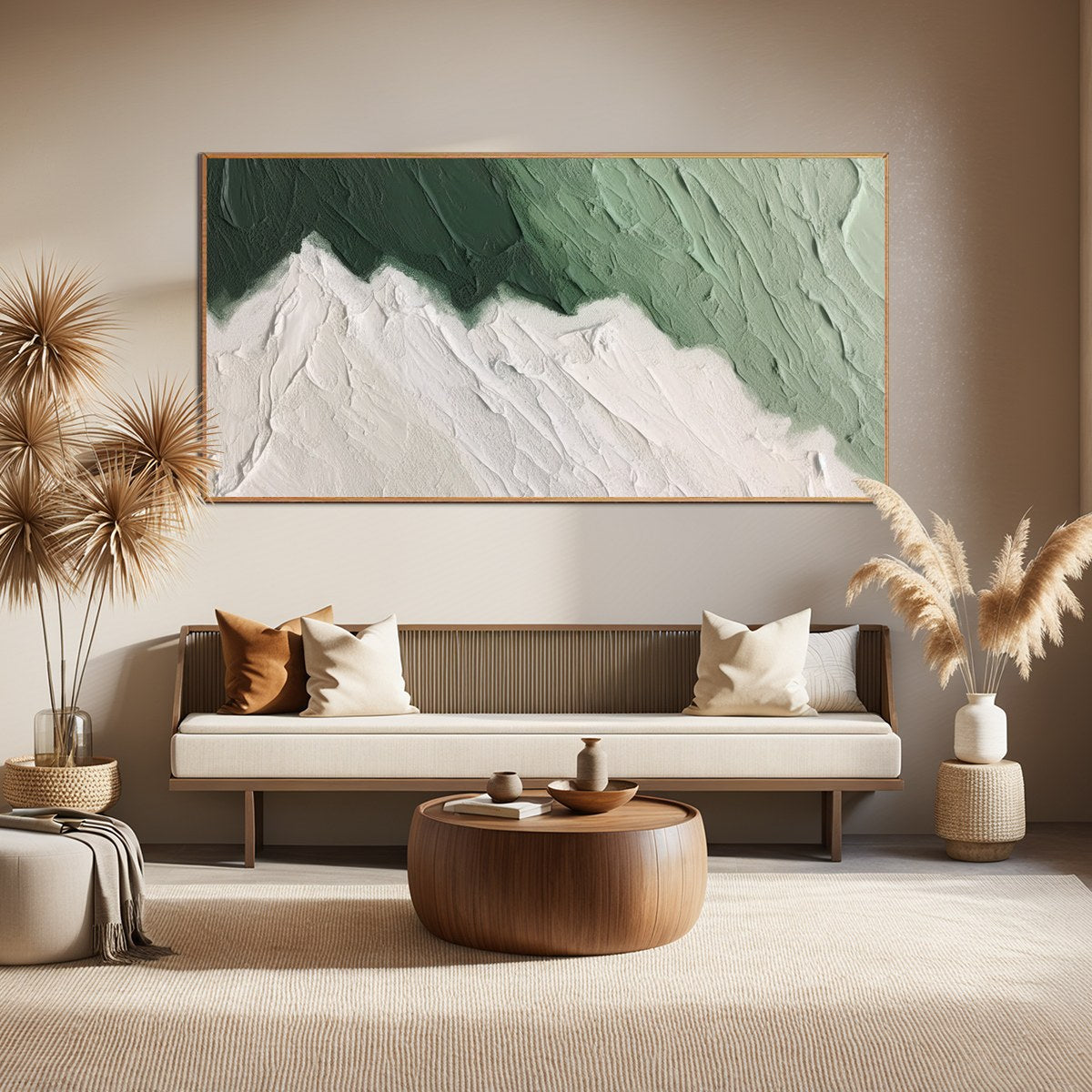 EMERALD PEAKS: Textured Abstract Landscape Oil Painting