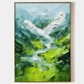 EMERALD VALLEY: Textured Green Abstract Mountain Landscape Painting
